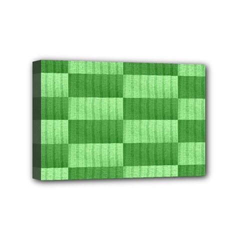 Wool Ribbed Texture Green Shades Mini Canvas 6  X 4  by Celenk