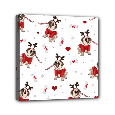 Pug Xmas Pattern Mini Canvas 6  X 6  by Valentinaart