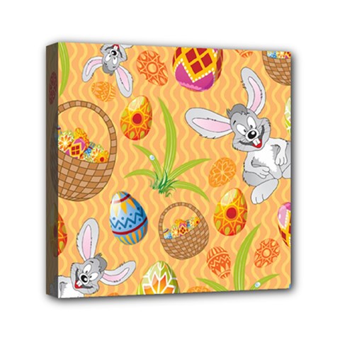 Easter Bunny And Egg Basket Mini Canvas 6  X 6  by allthingseveryone