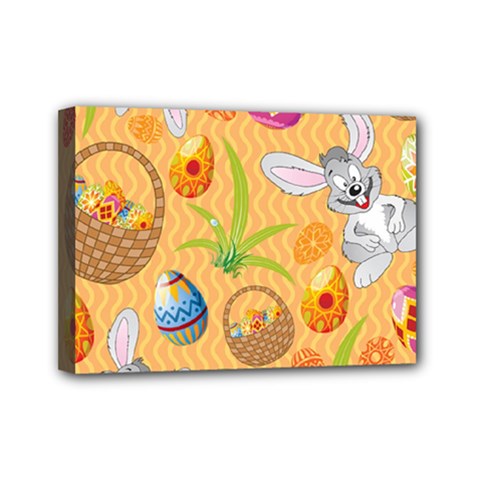 Easter Bunny And Egg Basket Mini Canvas 7  X 5  by allthingseveryone