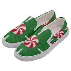Candy Cane Kaleidoscope Men s Canvas Slip Ons by Celenk