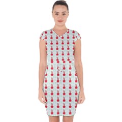 At On Christmas Present Background Capsleeve Drawstring Dress  by Celenk