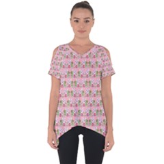 Floral Pattern Cut Out Side Drop Tee by SuperPatterns