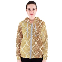 Vintage,gold,damask,floral,pattern,elegant,chic,beautiful,victorian,modern,trendy Women s Zipper Hoodie by NouveauDesign