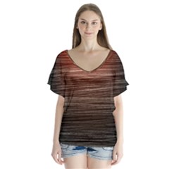 Background Red Orange Modern V-neck Flutter Sleeve Top by Celenk