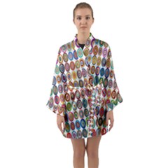 Decorative Ornamental Concentric Long Sleeve Kimono Robe by Celenk