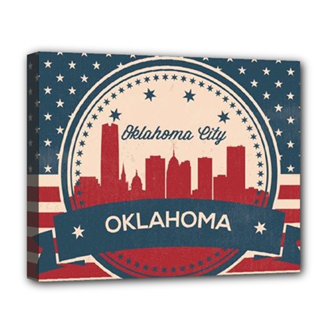 Oklahoma City Retro Skyline Deluxe Canvas 20  X 16   by Bigfootshirtshop