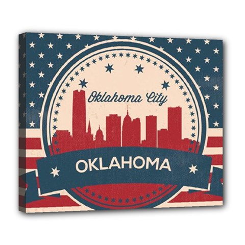Oklahoma City Retro Skyline Deluxe Canvas 24  X 20   by Bigfootshirtshop
