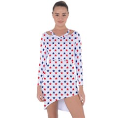 Patriotic Red White Blue Stars Usa Asymmetric Cut-out Shift Dress by Celenk