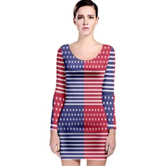 American Flag Patriot Red White Long Sleeve Bodycon Dress by Celenk