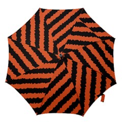 Black Orange Pattern Hook Handle Umbrellas (large) by Celenk