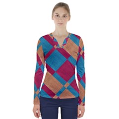 Fabric Textile Cloth Material V-neck Long Sleeve Top by Celenk