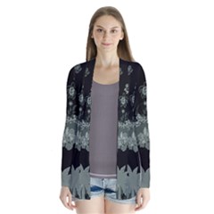 Surfboard With Dolphin, Flowers, Palm And Turtle Drape Collar Cardigan by FantasyWorld7