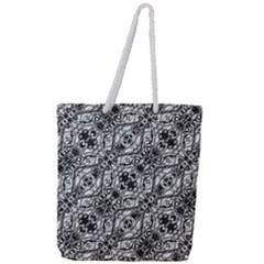 Black And White Ornate Pattern Full Print Rope Handle Tote (large) by dflcprints
