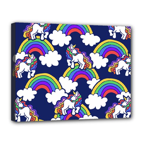 Rainbow Unicorns Canvas 14  X 11  by BubbSnugg
