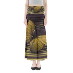 Butterfly Insect Wave Concentric Full Length Maxi Skirt by Celenk