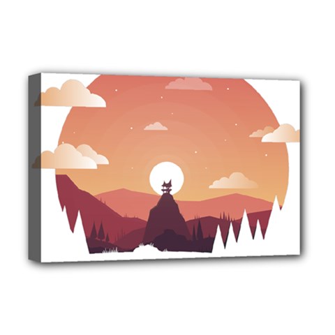 Design Art Hill Hut Landscape Deluxe Canvas 18  X 12   by Celenk