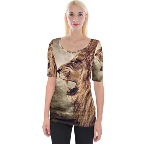 Roaring Lion Wide Neckline Tee by Celenk