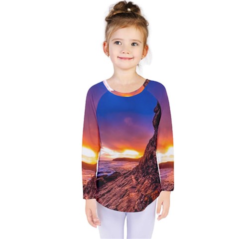 South Africa Sea Ocean Hdr Sky Kids  Long Sleeve Tee by BangZart