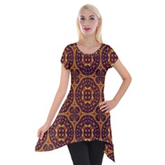 Geometric Pattern Short Sleeve Side Drop Tunic by linceazul