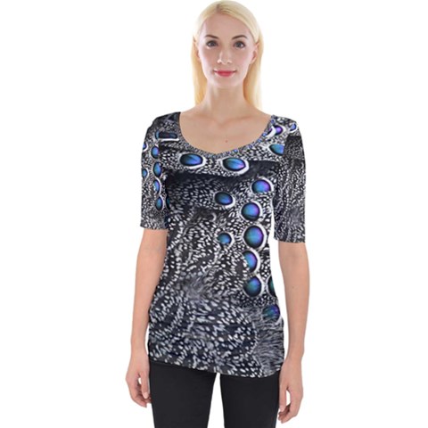 Feather Bird Bird Feather Nature Wide Neckline Tee by BangZart