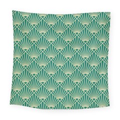 Green Fan  Square Tapestry (large) by NouveauDesign