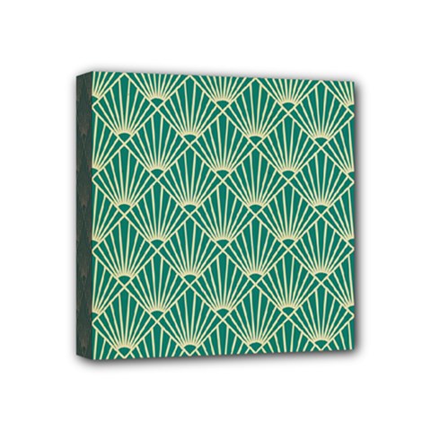 Green Fan  Mini Canvas 4  X 4  by NouveauDesign
