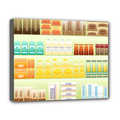 Supermarket Shelf Coffee Tea Grains Deluxe Canvas 20  X 16   by Celenk