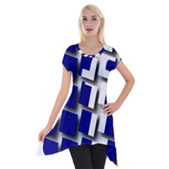 Facebook Social Media Network Blue Short Sleeve Side Drop Tunic by Celenk