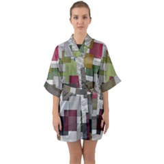 Decor Painting Design Texture Quarter Sleeve Kimono Robe by Celenk