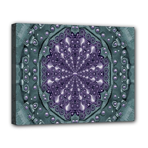 Star And Flower Mandala In Wonderful Colors Canvas 14  X 11  by pepitasart