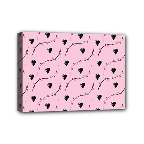Love Hearth Pink Pattern Mini Canvas 7  X 5  by Celenk