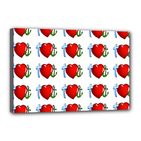 Cross Heart Anchor Love Hope Canvas 18  X 12  by Celenk