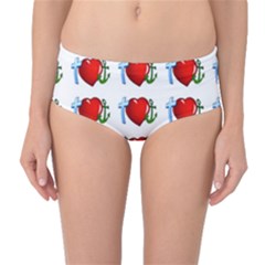 Cross Heart Anchor Love Hope Mid-waist Bikini Bottoms by Celenk
