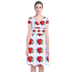 Cross Heart Anchor Love Hope Short Sleeve Front Wrap Dress by Celenk