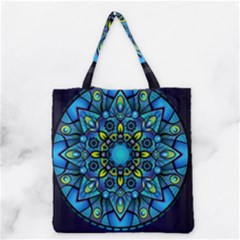 Mandala Blue Abstract Circle Grocery Tote Bag by Celenk