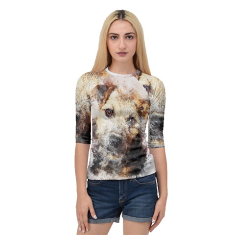 Dog Animal Pet Art Abstract Quarter Sleeve Raglan Tee by Celenk