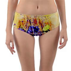 Fruit Plums Art Abstract Nature Reversible Mid-waist Bikini Bottoms by Celenk