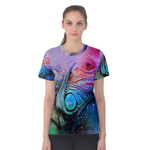 Lizard Reptile Art Abstract Animal Women s Cotton Tee by Celenk