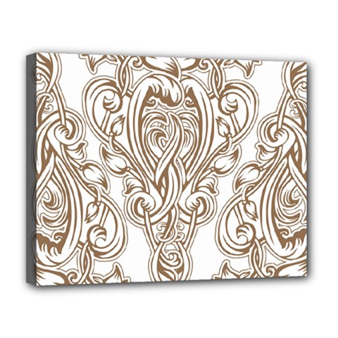 Beautiful Gold Floral Pattern Canvas 14  X 11  by NouveauDesign