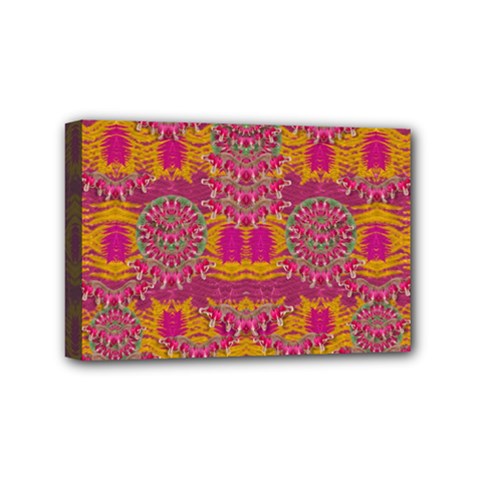 Fern Landscape In Harmony With Bleeding Hearts Fantasy Art Mini Canvas 6  X 4  by pepitasart