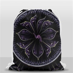 Fractal Abstract Purple Majesty Drawstring Bag (small) by Celenk