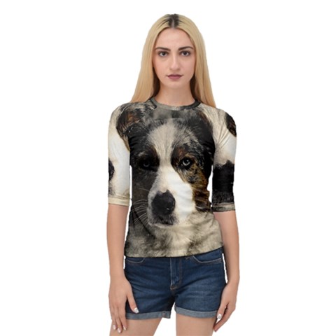 Dog Pet Art Abstract Vintage Quarter Sleeve Raglan Tee by Celenk