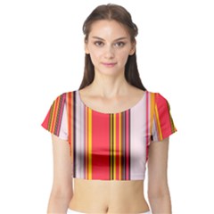 Abstract Background Pattern Textile Short Sleeve Crop Top by Celenk