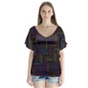 Lines Line Background V-Neck Flutter Sleeve Top View1