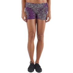 Graphic Abstract Lines Wave Art Yoga Shorts by Celenk