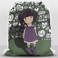Dolly Girl In Purple Drawstring Bag (large) by Valentinaart