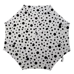 Black On White Polka Dot Pattern Hook Handle Umbrellas (medium) by LoolyElzayat