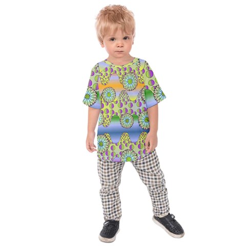 Amoeba Flowers Kids Raglan Tee by CosmicEsoteric