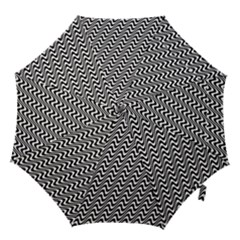White Line Wave Black Pattern Hook Handle Umbrellas (medium) by Celenk